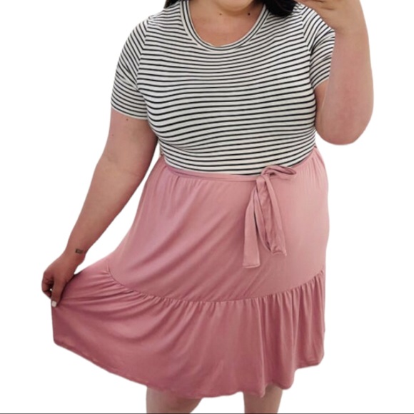 HoneyMe Mauve Pink Striped Dress 2XL NWT - Picture 2 of 2